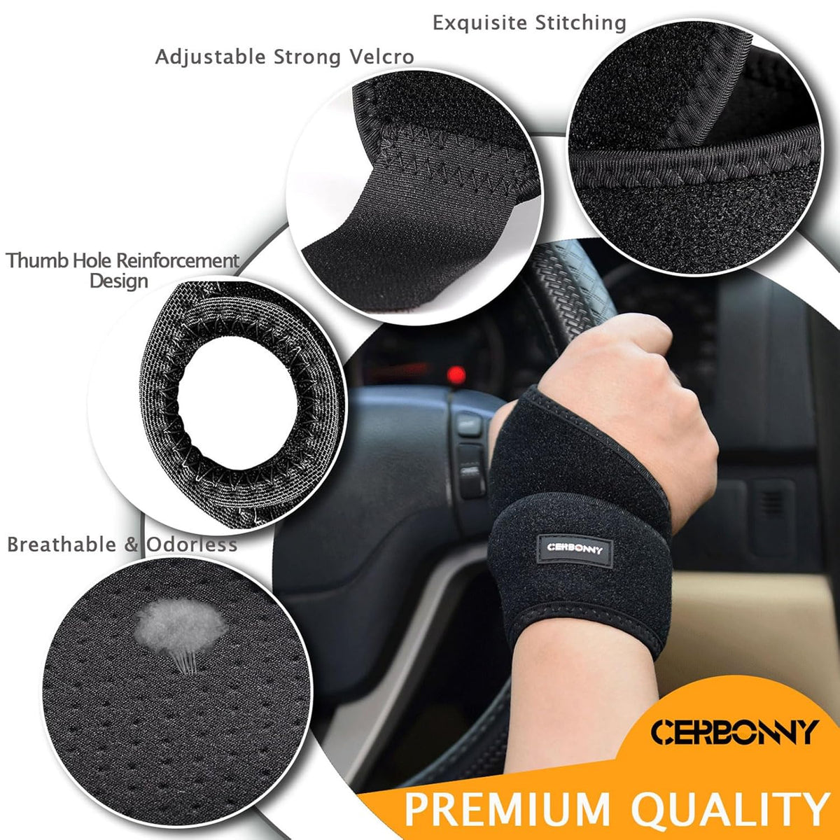 Carpal Tunnel Wrist Brace,2Pack Wrist Support Brace Adjustable Wrist Strap Reversible Wrist Brace for Sports Protecting/Tendonitis Pain Relief/Carpal Tunnel/Arthritis-Right&Left