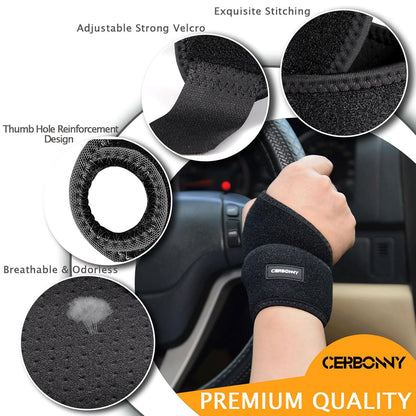 Carpal Tunnel Wrist Brace,2Pack Wrist Support Brace Adjustable Wrist Strap Reversible Wrist Brace for Sports Protecting/Tendonitis Pain Relief/Carpal Tunnel/Arthritis-Right&Left