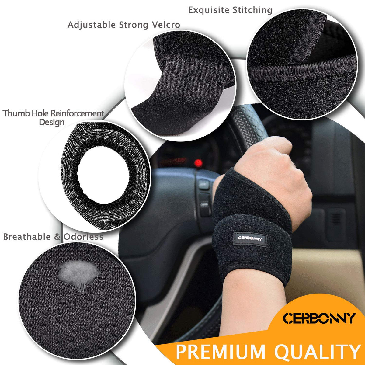 Carpal Tunnel Wrist Brace,2Pack Wrist Support Brace Adjustable Wrist Strap Reversible Wrist Brace for Sports Protecting/Tendonitis Pain Relief/Carpal Tunnel/Arthritis-Right&Left
