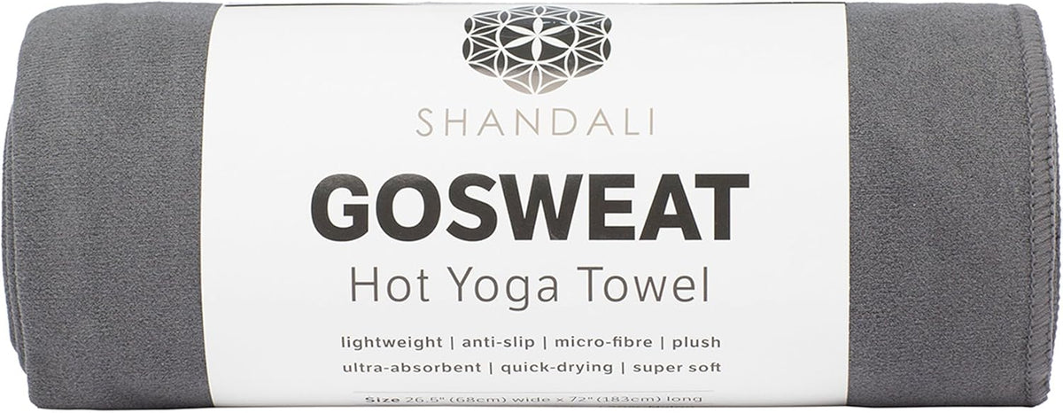 Shandali GoSweat Non-Slip Hot Yoga Towel with Super-Absorbent Soft Suede Microfiber in Many Colors, for Bikram Pilates and Yoga Mats.