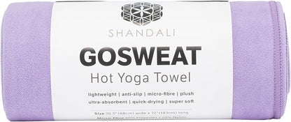 Shandali GoSweat Non-Slip Hot Yoga Towel with Super-Absorbent Soft Suede Microfiber in Many Colors, for Bikram Pilates and Yoga Mats.