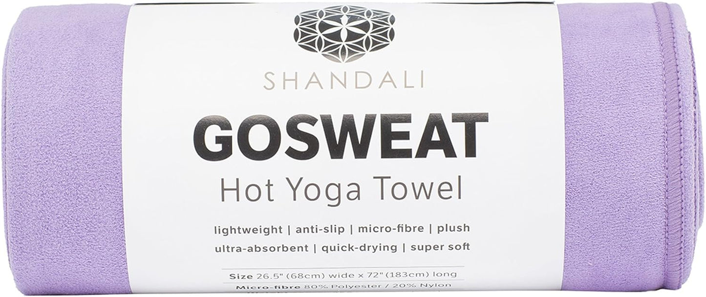 Shandali GoSweat Non-Slip Hot Yoga Towel with Super-Absorbent Soft Suede Microfiber in Many Colors, for Bikram Pilates and Yoga Mats.