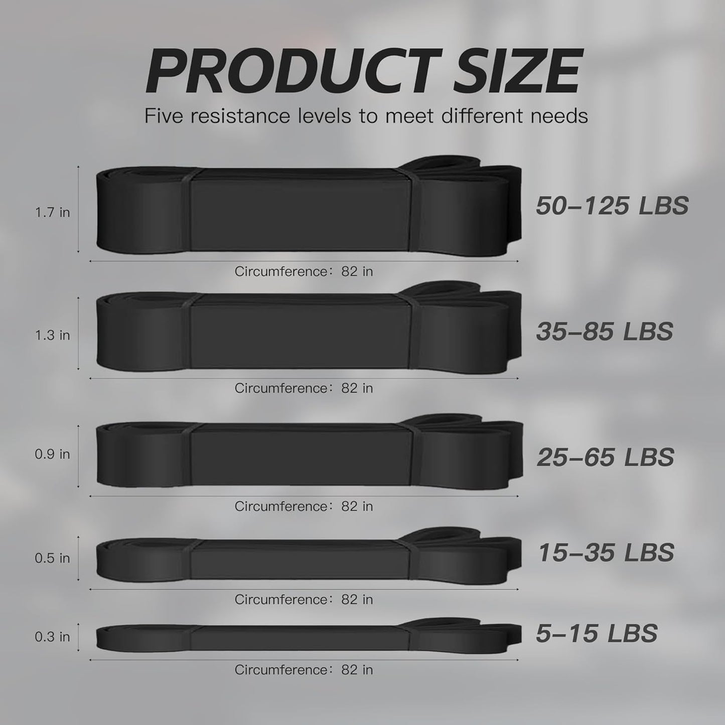 Pull Up Bands, Resistance Bands Set, Exercise Workout Bands for Men & Women, Ideal for Body Stretching, Physical Therapy and Muscle Training