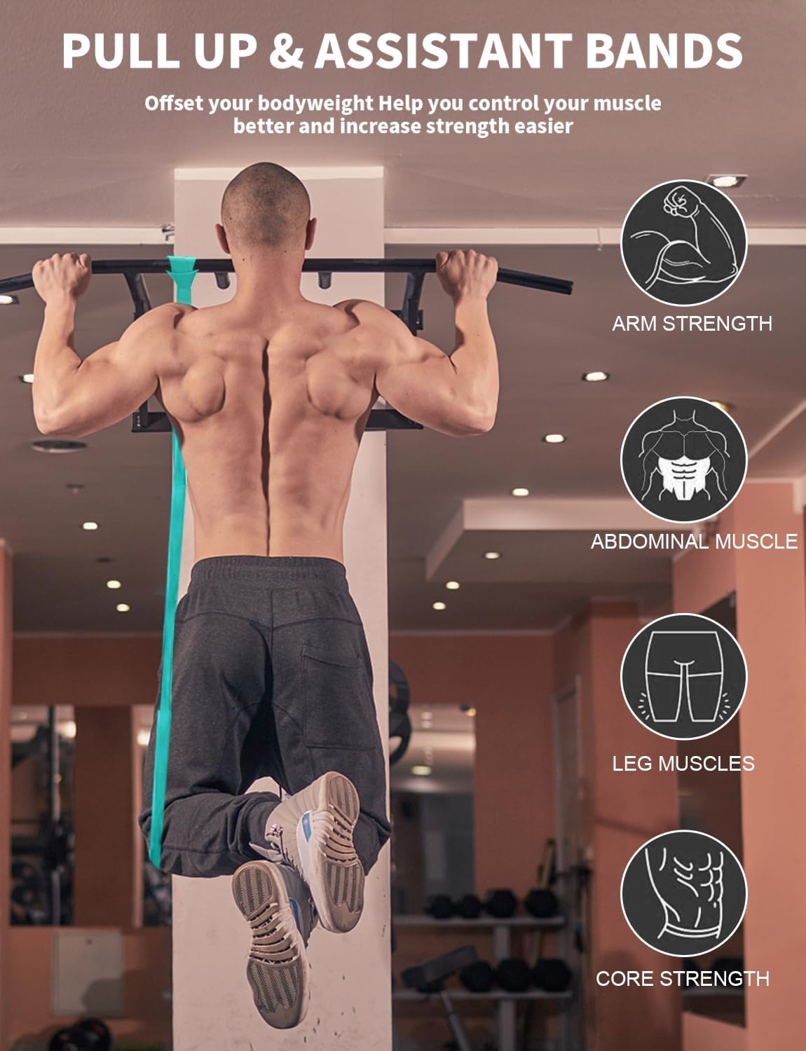 Pull Up Bands, Resistance Bands Set, Exercise Workout Bands for Men & Women, Ideal for Body Stretching, Physical Therapy and Muscle Training