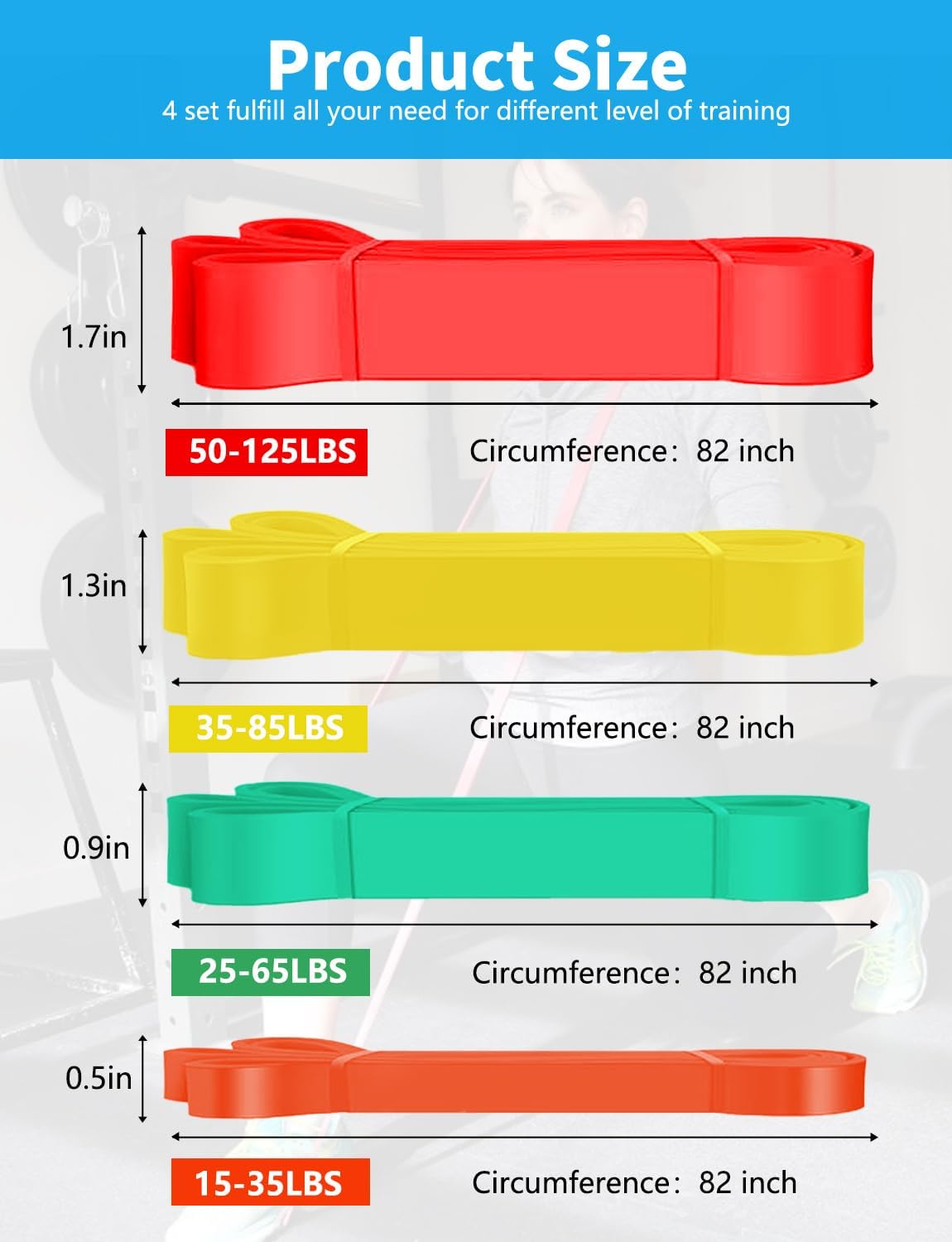 Pull Up Bands, Resistance Bands Set, Exercise Workout Bands for Men & Women, Ideal for Body Stretching, Physical Therapy and Muscle Training