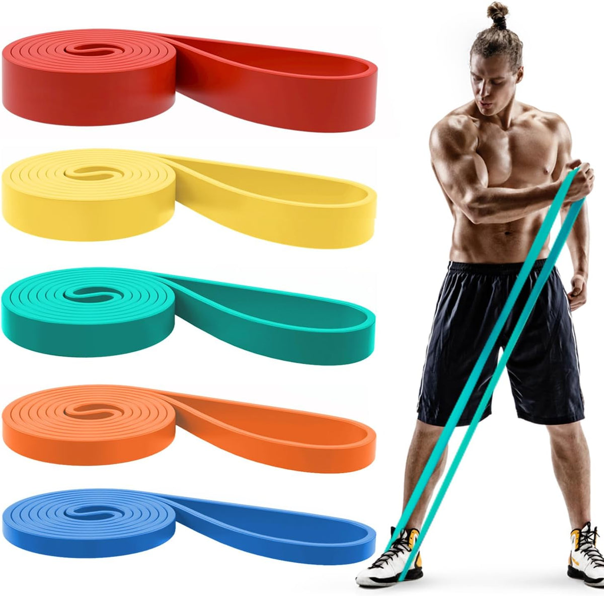 Pull Up Bands, Resistance Bands Set, Exercise Workout Bands for Men & Women, Ideal for Body Stretching, Physical Therapy and Muscle Training