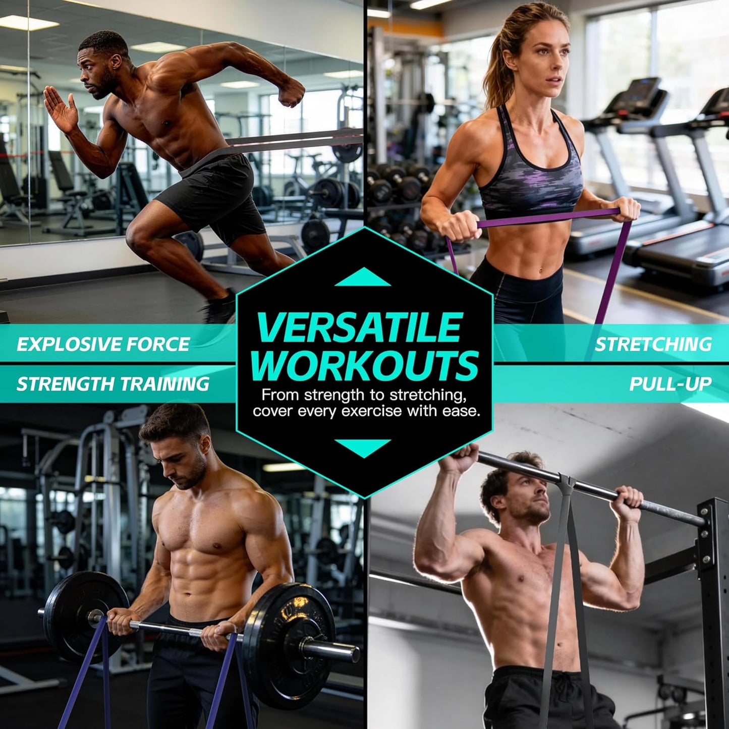 Pull Up Bands, Resistance Bands Set, Exercise Workout Bands for Men & Women, Ideal for Body Stretching, Physical Therapy and Muscle Training