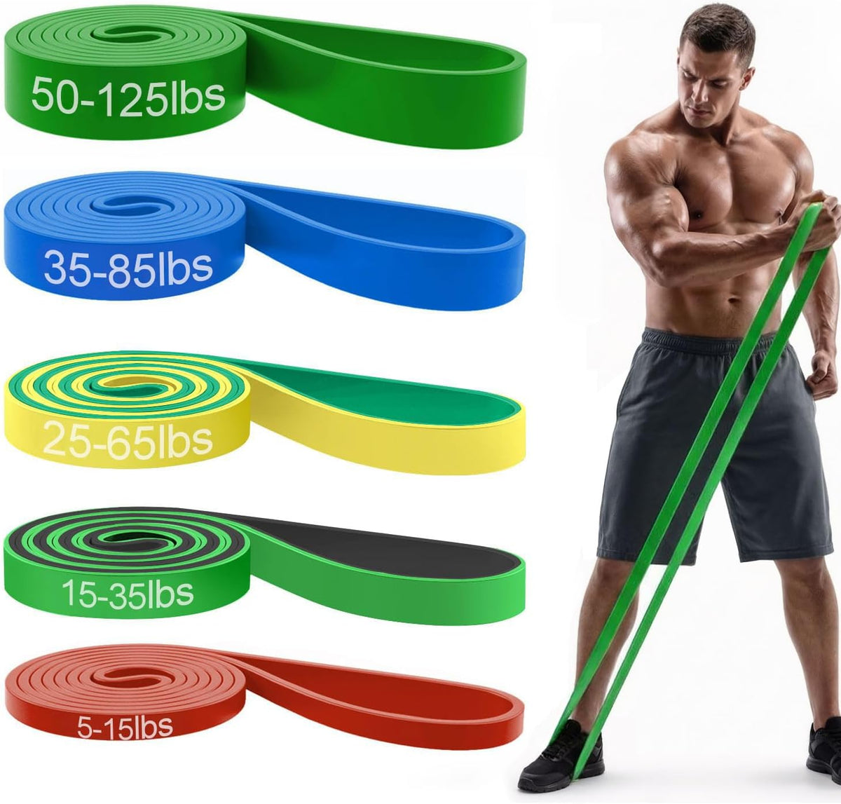 Pull Up Bands, Resistance Bands Set, Exercise Workout Bands for Men & Women, Ideal for Body Stretching, Physical Therapy and Muscle Training