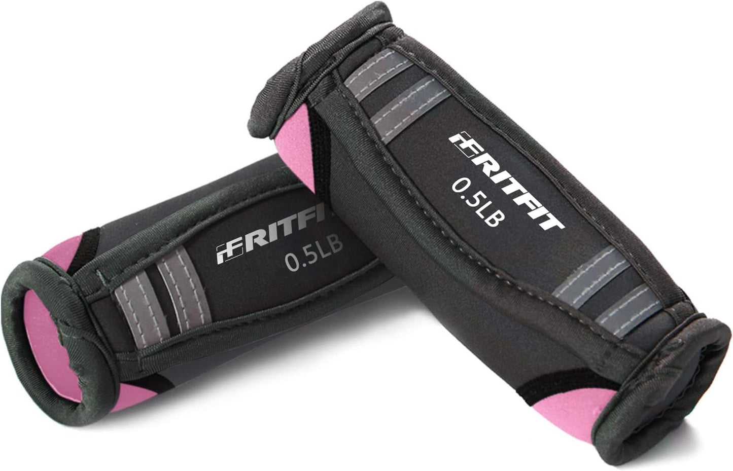 RitFit Soft Hand Weights Set - 0.5/0.75/1/1.5/2 LBS (1 Pair) Walking Dumbbell for Women & Men with Reflective Straps - Jogging, Running, Physical Therapy, Aerobics - Pink Orange Blue Grey Black