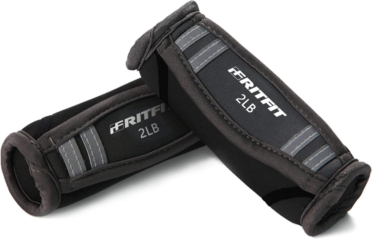 RitFit Soft Hand Weights Set - 0.5/0.75/1/1.5/2 LBS (1 Pair) Walking Dumbbell for Women & Men with Reflective Straps - Jogging, Running, Physical Therapy, Aerobics - Pink Orange Blue Grey Black