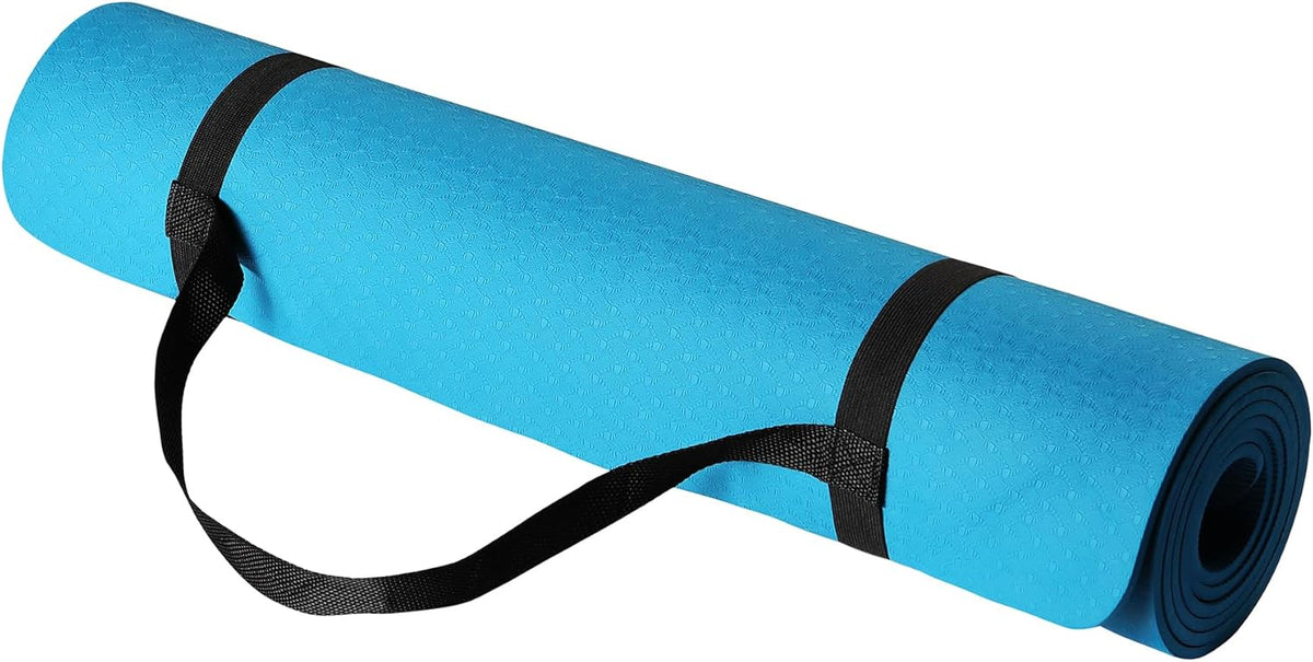 1/4 Inch Thick TPE Exercise Yoga Mat with Carrying Strap