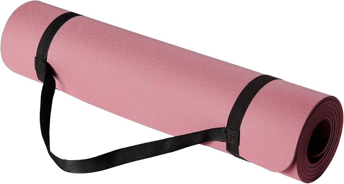 1/4 Inch Thick TPE Exercise Yoga Mat with Carrying Strap