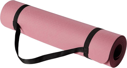 1/4 Inch Thick TPE Exercise Yoga Mat with Carrying Strap