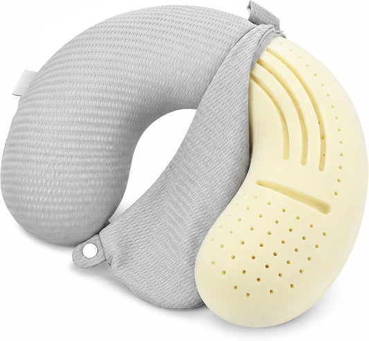 Neck Pillow Cover Travel U Neck Silk Pillow Case Cover Breathable Mesh Travel Necks Pillows Replacement Covers with Zipper Necks Pillows Washable Covers (No Filler Grey)