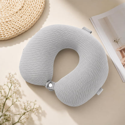 Neck Pillow Cover Travel U Neck Silk Pillow Case Cover Breathable Mesh Travel Necks Pillows Replacement Covers with Zipper Necks Pillows Washable Covers (No Filler Grey)