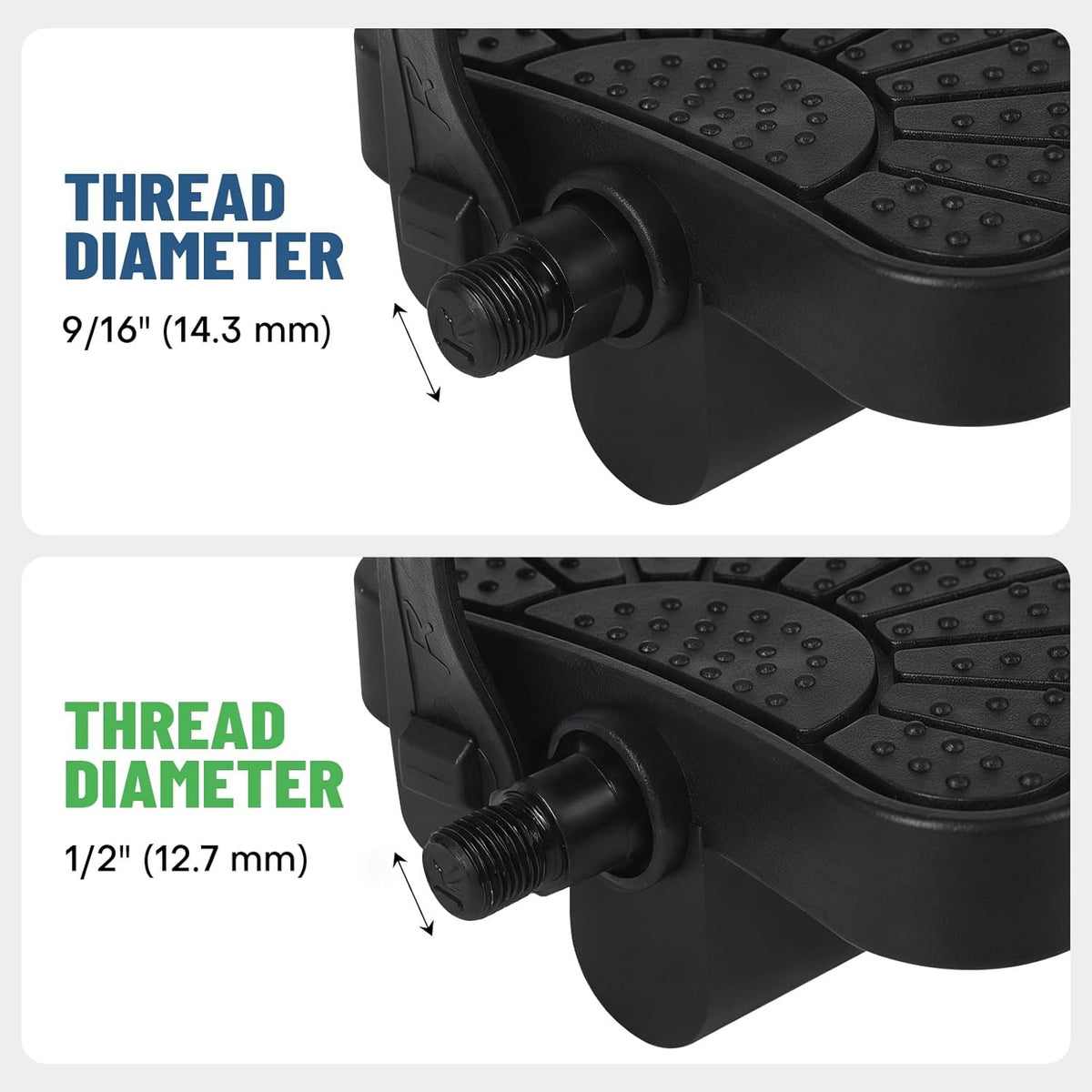 Exercise Bicycle Pedals - 9/16" & 1/2" Spindle, Bike Pedals with Adjustable Straps for Peloton/Schwinn/Spin Bikes, Non-Slip Rubber & Toe Clips