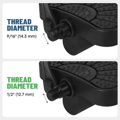 Exercise Bicycle Pedals - 9/16" & 1/2" Spindle, Bike Pedals with Adjustable Straps for Peloton/Schwinn/Spin Bikes, Non-Slip Rubber & Toe Clips