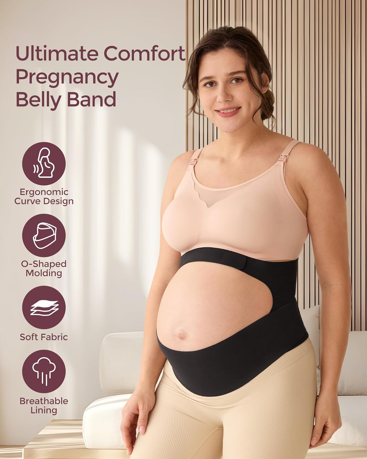 Pregnancy Belly Band, CozySupport Ergonest Maternity Belly Band, Invisible Pregnancy Belt for Back, Abdomen, Waist