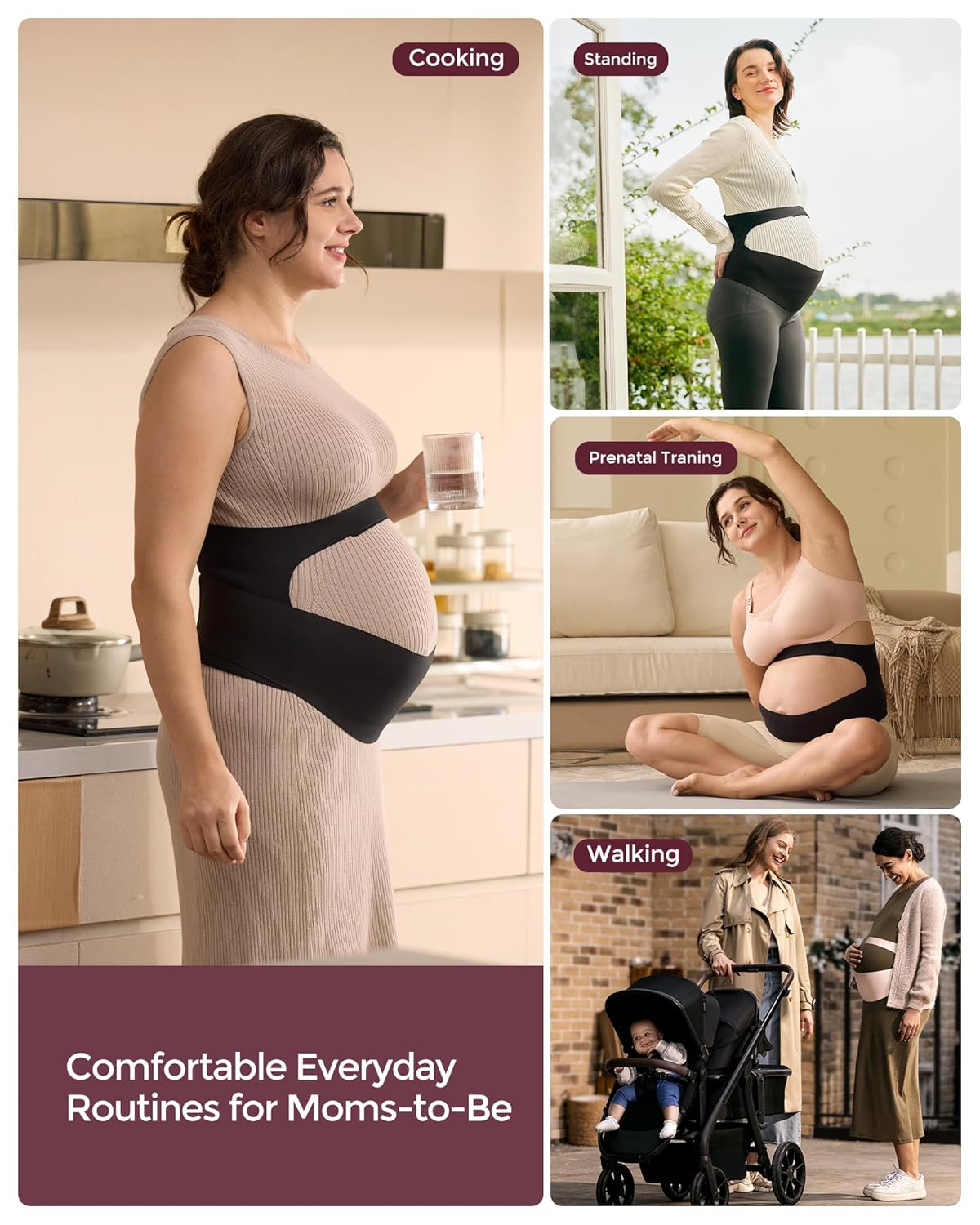 Pregnancy Belly Band, CozySupport Ergonest Maternity Belly Band, Invisible Pregnancy Belt for Back, Abdomen, Waist
