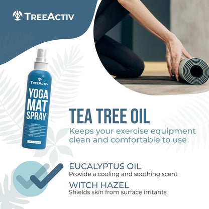 Yoga Mat Cleaner Spray, 4 fl oz, Cleaning Spray for Yoga Accessories, All Purpose Mat Spray for Gym Equipment, Workout Mat Spray With Tea Tree Oil, Yoga Mat Spray Cleaner, with 2000 Sprays