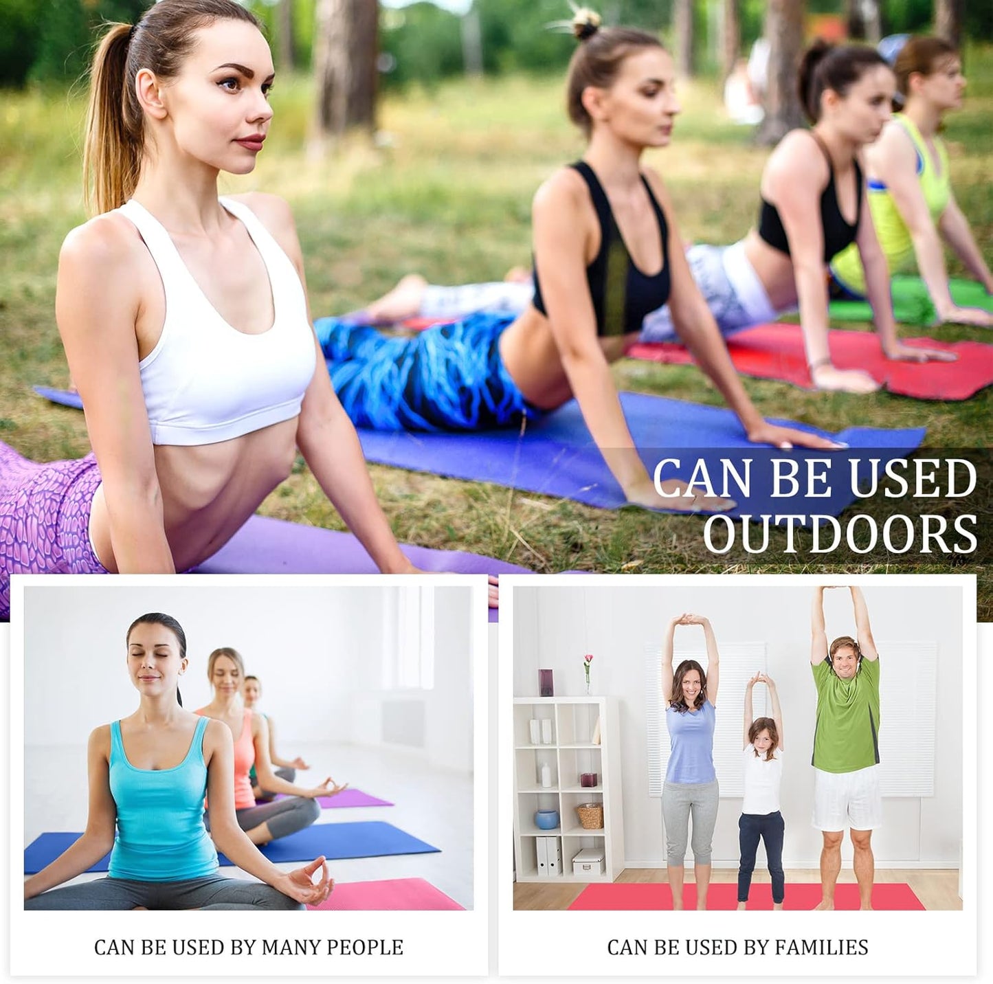36 Pieces Yoga Mats Sets Includes 12 Pcs Yoga Mats Bulk 68” x 24” x 6mm Thick Exercise Mat Non Slip 12 Resistance Bands 12 Carrying Straps for Women Girls for Gym Pilates