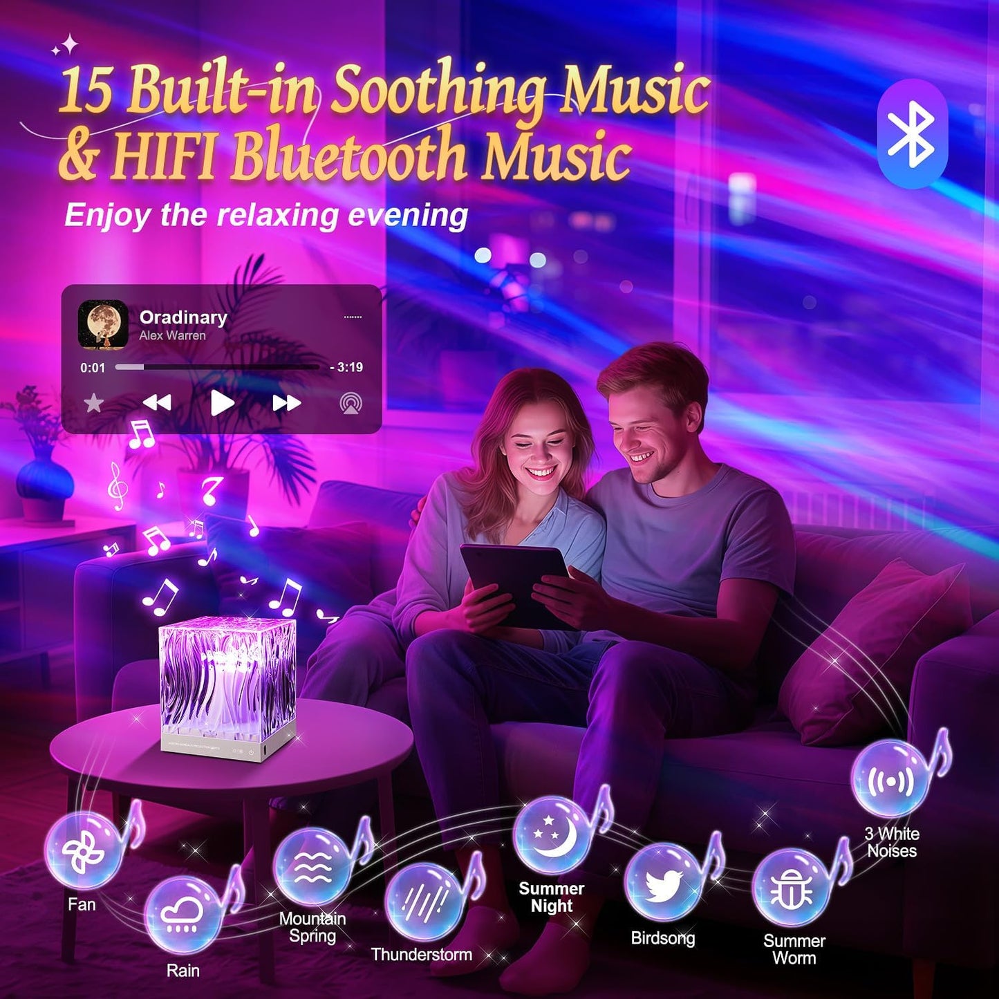 Ambient Lighting, 216 Modes Mood Lighting, 3-in-1 Sunset Lamp & Ocean Lamp & Northern Lights Projector with Remote,Led Lights for Bedroom, Room Lights for Bedroom Decor, Girl Gift