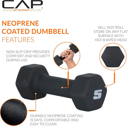 Barbell Neoprene Dumbbell Weights Pairs & Sets | Black
