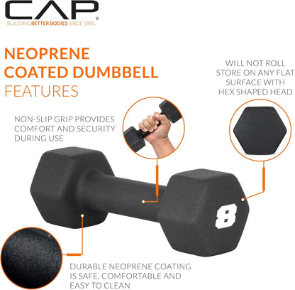 Barbell Neoprene Dumbbell Weights Pairs & Sets | Black