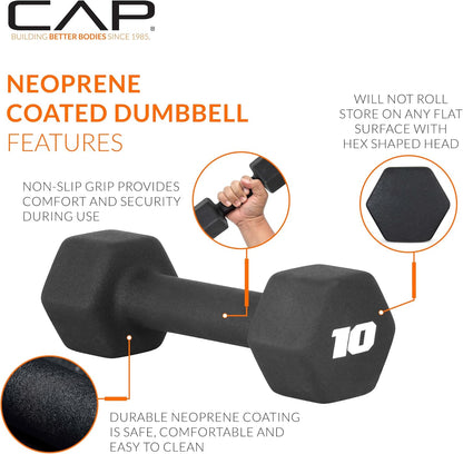 Barbell Neoprene Dumbbell Weights Pairs & Sets | Black