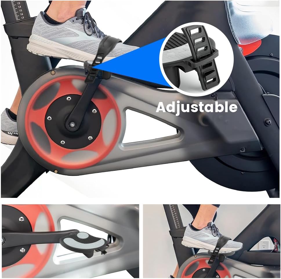 1pair Exercise Bike Pedals with Straps for Pelotons Bike, 9/16" Stationary Recumbent Bikes Pedals for Indoor Exercycle Bicycle, Spin Cycling Pedal Bicycle Replacement Parts