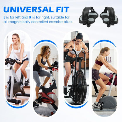 1pair Exercise Bike Pedals with Straps for Pelotons Bike, 9/16" Stationary Recumbent Bikes Pedals for Indoor Exercycle Bicycle, Spin Cycling Pedal Bicycle Replacement Parts