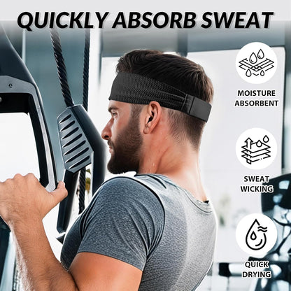 Sports Headbands for Men, Moisture Wicking Sweat Bands Headbands Non-Slip, Breathable Elastic Sweatband, Running Headband for Yoga, Tennis, Fitness Workout
