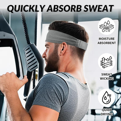Sports Headbands for Men, Moisture Wicking Sweat Bands Headbands Non-Slip, Breathable Elastic Sweatband, Running Headband for Yoga, Tennis, Fitness Workout
