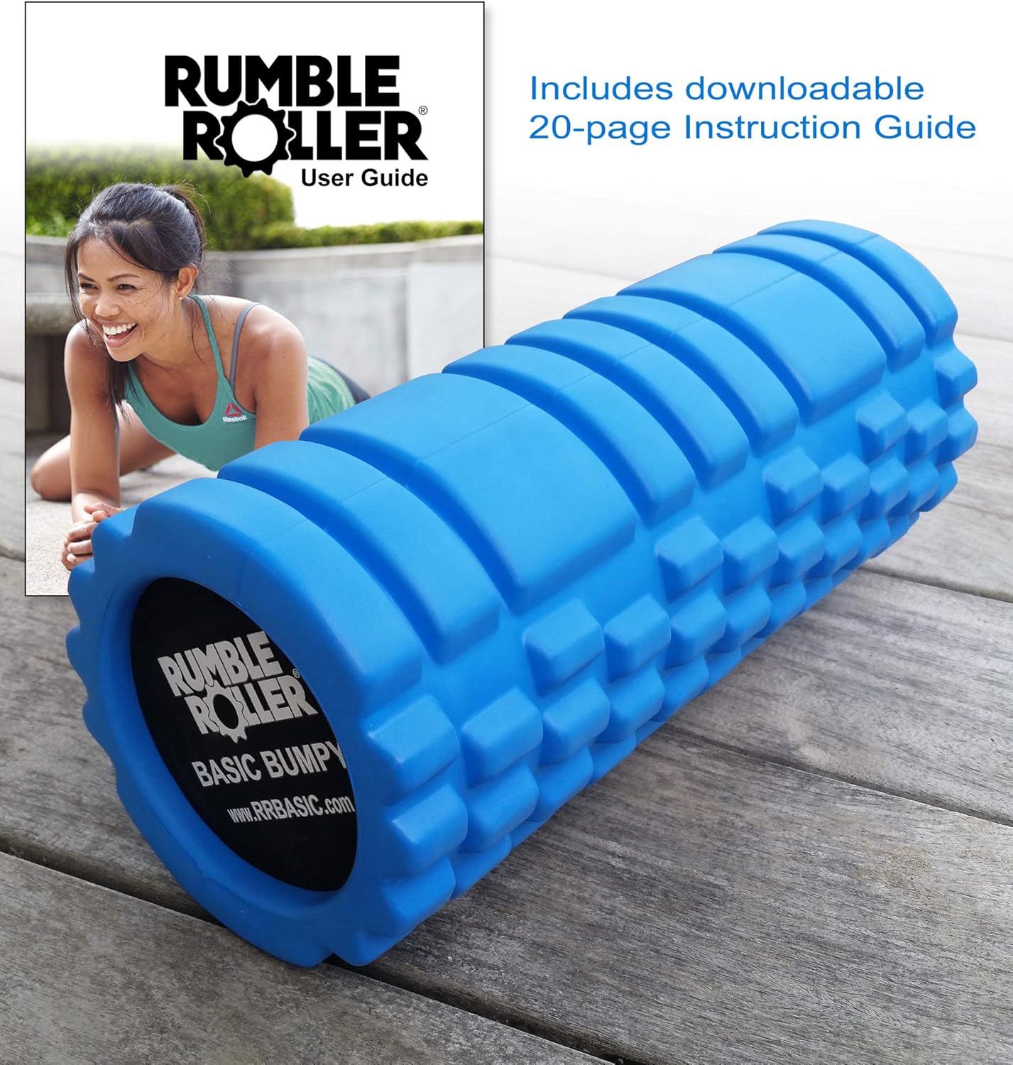 Basic Bumpy Foam Roller, Solid Core EVA Foam Roller with Grid/Bump Texture for Deep Tissue Massage and Self-Myofascial Release