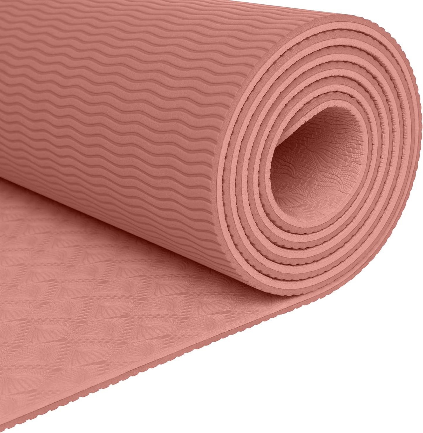 Zuma Yoga Mat 6mm Thick Non-Slip TPE Exercise Mat | Cushioned Workout Mat for Yoga Pilates and Home Stretching | 72 x 24 with Carrying Strap