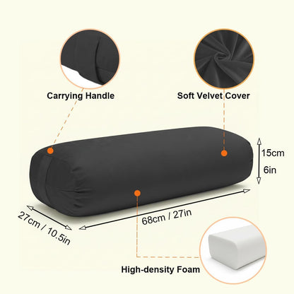 Yoga Bolster Pillow for Restorative & Yin Yoga - Meditation Pillow with Velvet Cover - Rectangular