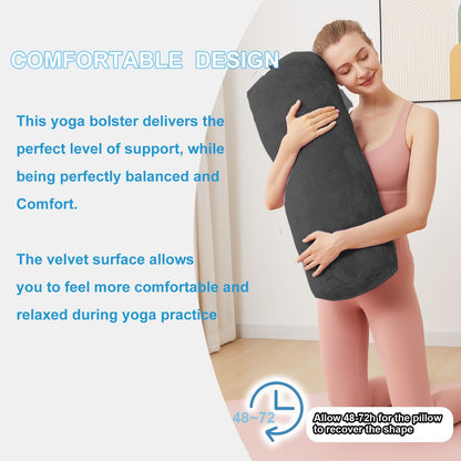Yoga Bolster Pillow for Restorative & Yin Yoga - Meditation Pillow with Velvet Cover - Rectangular