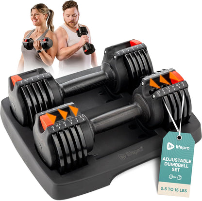 Adjustable Dumbbells Set – Quick-Adjust Space-Saving Weights with Anti-Slip Handle for Home Gym Strength Training