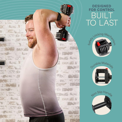 Adjustable Dumbbells Set – Quick-Adjust Space-Saving Weights with Anti-Slip Handle for Home Gym Strength Training