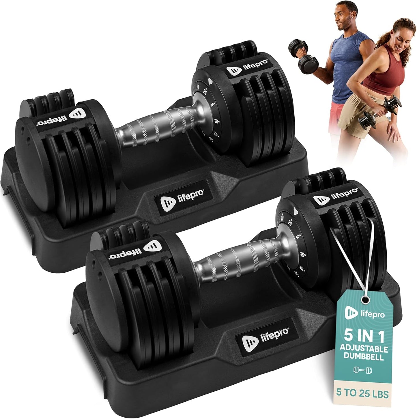 Adjustable Dumbbells Set – Quick-Adjust Space-Saving Weights with Anti-Slip Handle for Home Gym Strength Training