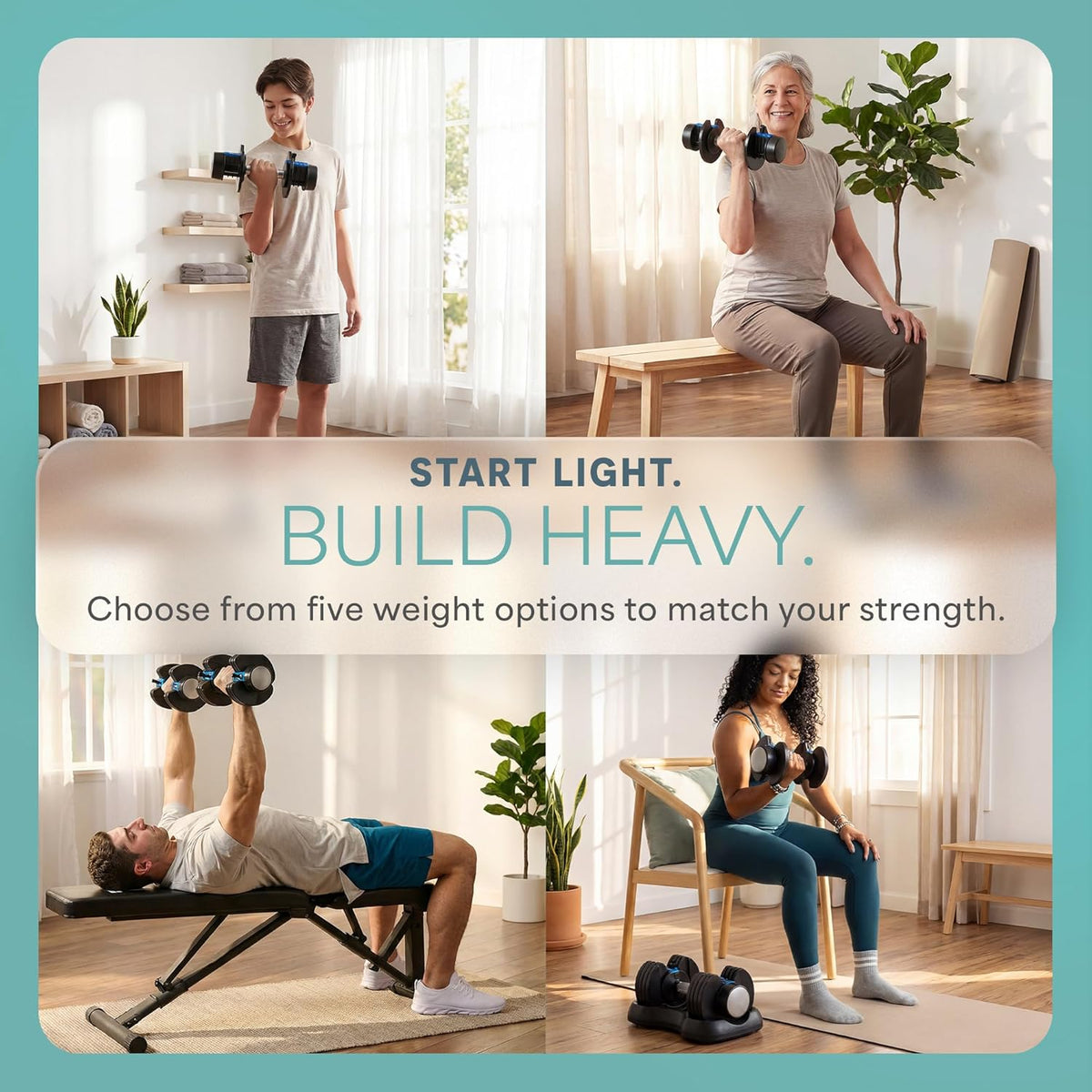 Adjustable Dumbbells Set – Quick-Adjust Space-Saving Weights with Anti-Slip Handle for Home Gym Strength Training