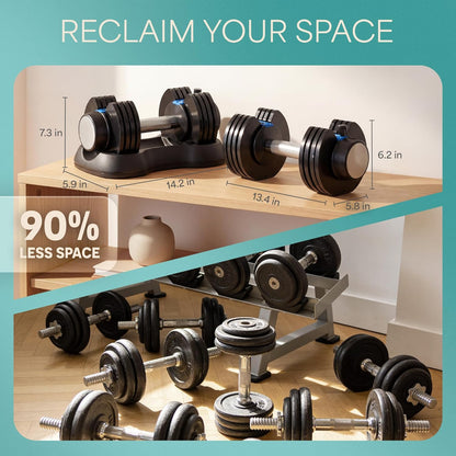 Adjustable Dumbbells Set – Quick-Adjust Space-Saving Weights with Anti-Slip Handle for Home Gym Strength Training