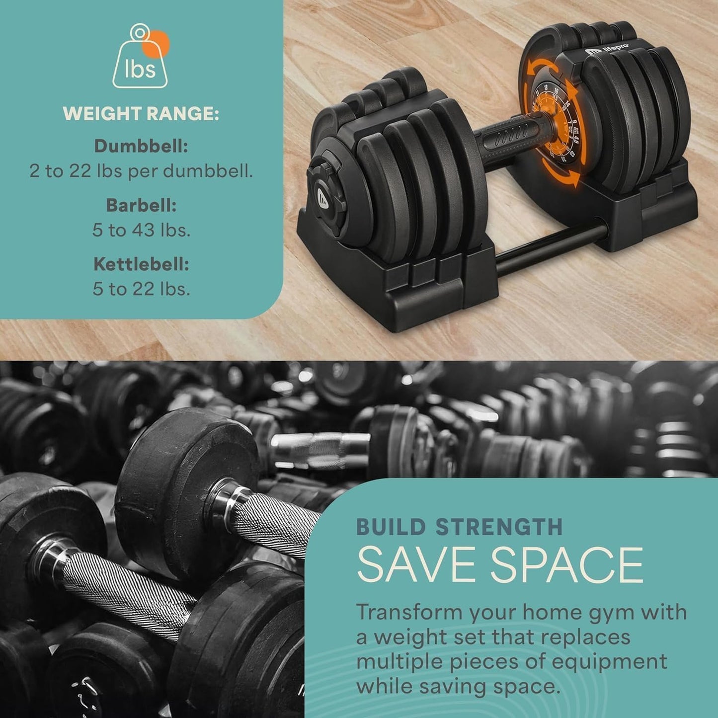 Adjustable Dumbbells Set – Quick-Adjust Space-Saving Weights with Anti-Slip Handle for Home Gym Strength Training