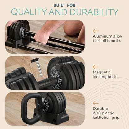 Adjustable Dumbbells Set – Quick-Adjust Space-Saving Weights with Anti-Slip Handle for Home Gym Strength Training