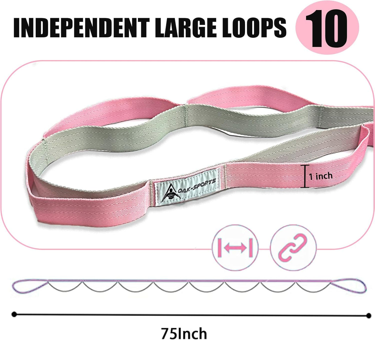 Stretching Strap Yoga Strap with Loops, Stretch Straps for Physical Therapy, Non-Elastic Exercise Strap for Pilates, Dance and Gymnastics with Workout Guide