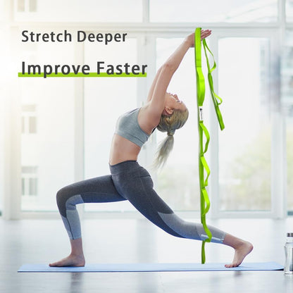 Stretching Strap Yoga Strap with Loops, Stretch Straps for Physical Therapy, Non-Elastic Exercise Strap for Pilates, Dance and Gymnastics with Workout Guide