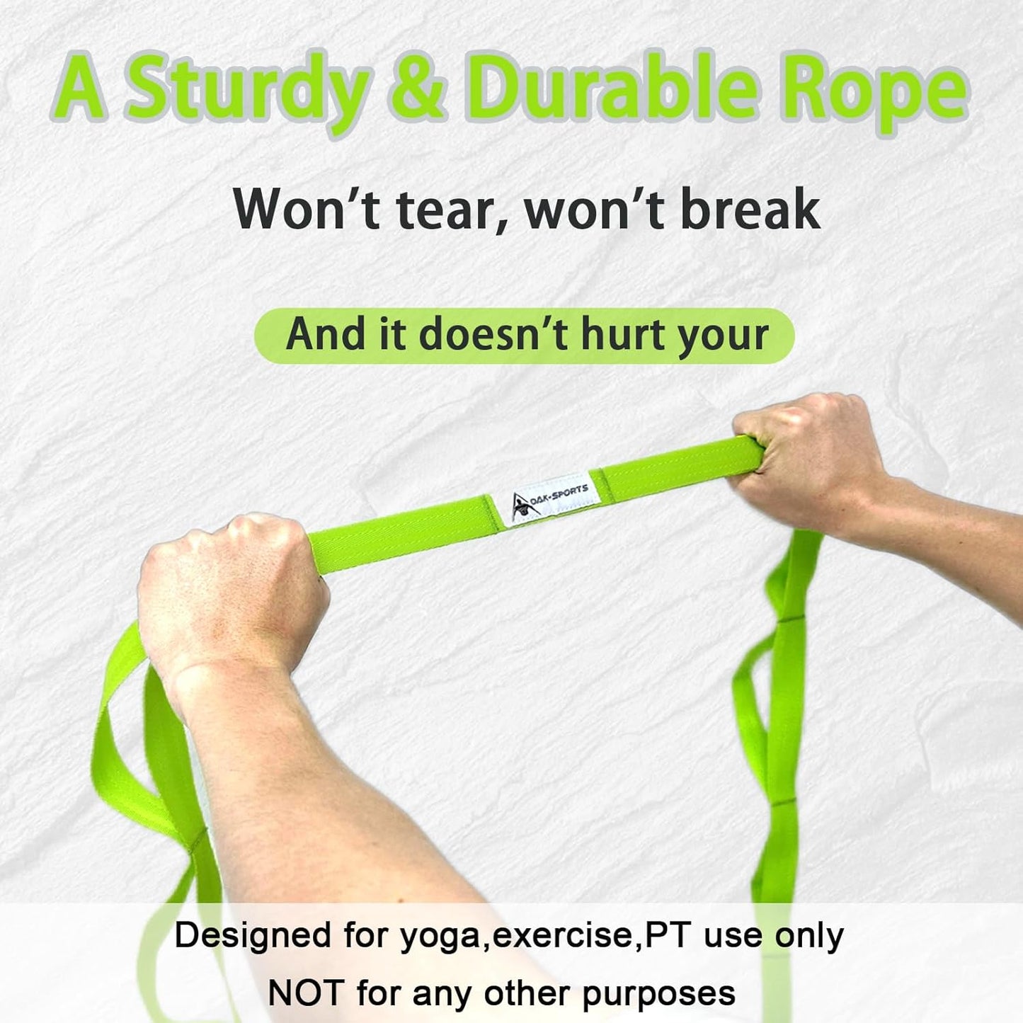 Stretching Strap Yoga Strap with Loops, Stretch Straps for Physical Therapy, Non-Elastic Exercise Strap for Pilates, Dance and Gymnastics with Workout Guide