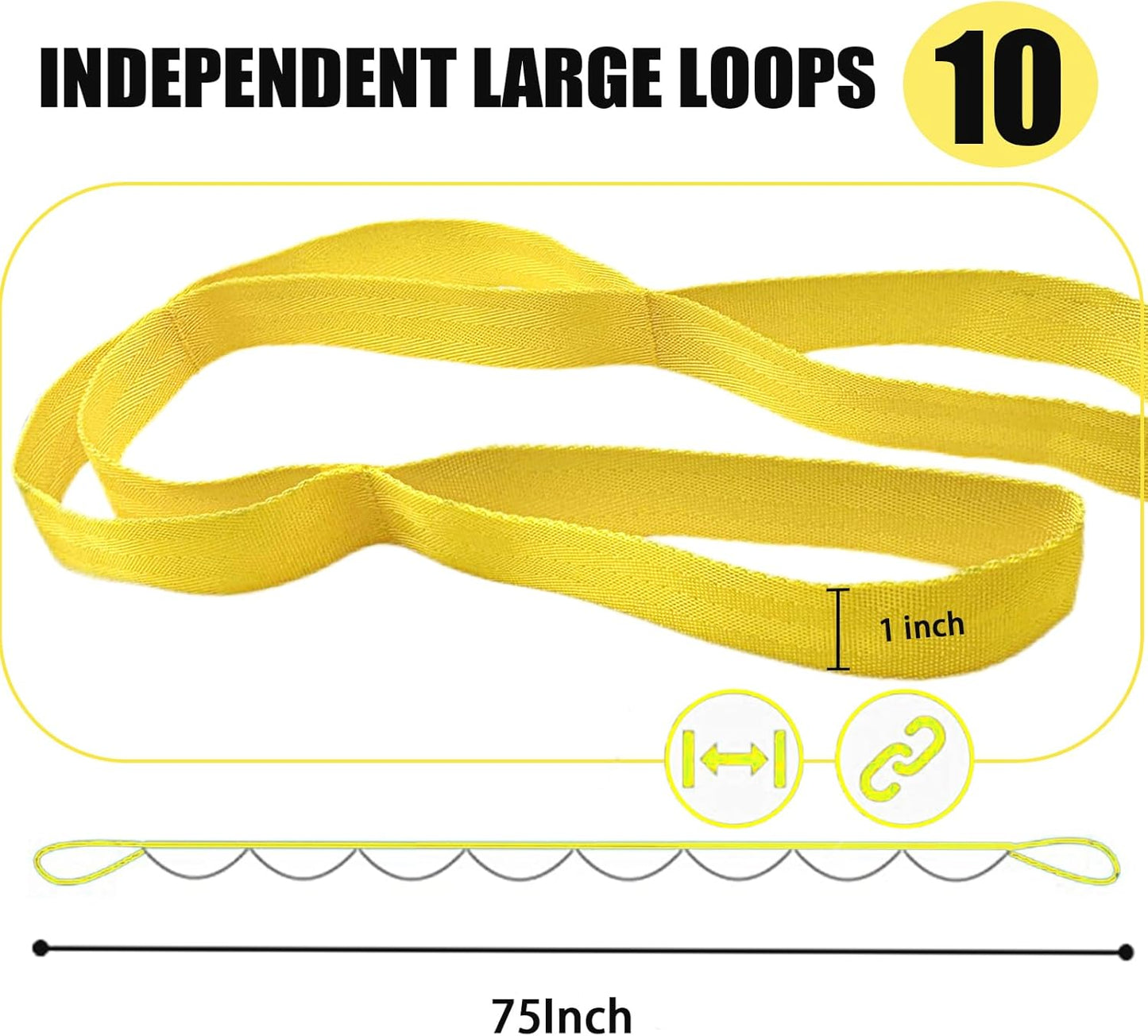 Stretching Strap Yoga Strap with Loops, Stretch Straps for Physical Therapy, Non-Elastic Exercise Strap for Pilates, Dance and Gymnastics with Workout Guide