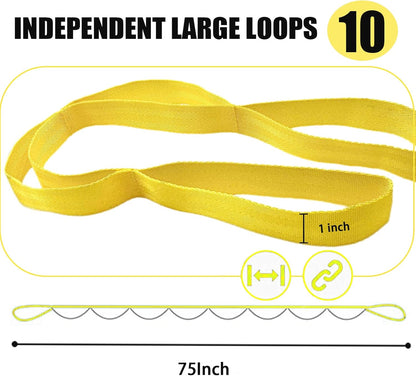 Stretching Strap Yoga Strap with Loops, Stretch Straps for Physical Therapy, Non-Elastic Exercise Strap for Pilates, Dance and Gymnastics with Workout Guide