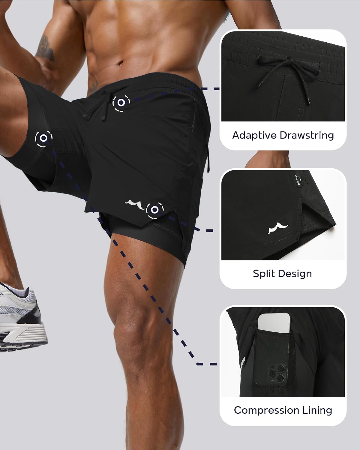 Men's Athletic Running Shorts with Liner Ultra Lightweight Workout Shorts 5"/ 7"